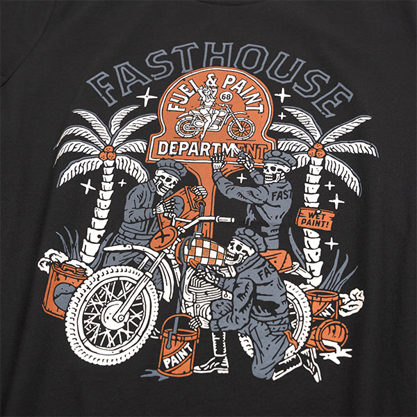 Crisp studio image on a white background of Fasthouse Macabre Tee (Womens); showing tee fit, printed graphics, and crew neckline; SKU 3216390074