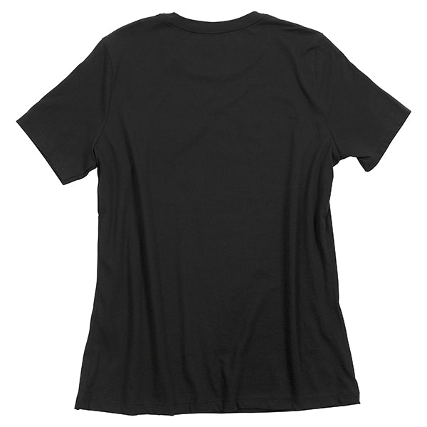 High-resolution studio image of Fasthouse Macabre Tee (Womens); showing tee fit, printed graphics, and crew neckline; SKU 3216390074; Colors: Black, Pink