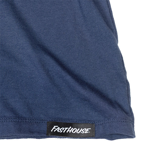 Clean studio shot of Fasthouse Acclaim Tee (Womens); showing tee fit, printed graphics, and crew neckline; SKU 32114102; Colors: Vintage Navy
