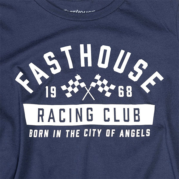 Professional studio photo of Fasthouse Acclaim Tee (Womens); showing tee fit, printed graphics, and crew neckline; SKU 32114102; Colors: Vintage Navy