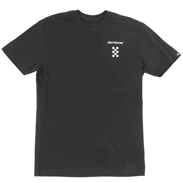 Professional studio photo of Fasthouse Aspire Tee; showing tee fit, printed graphics, and crew neckline; SKU 3211340504; Colors: Black, Natural