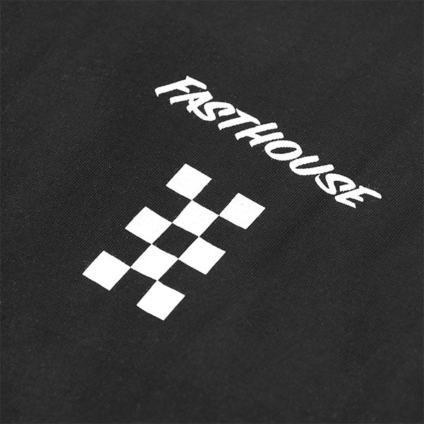 High-resolution studio image of Fasthouse Aspire Tee; showing tee fit, printed graphics, and crew neckline; SKU 3211340504; Colors: Black, Natural