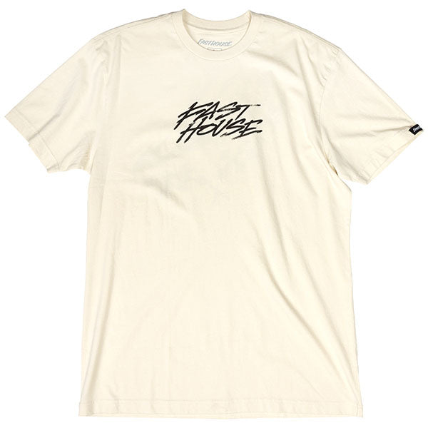 High-resolution studio image of Fasthouse Sound Check Tee; showing tee fit, printed graphics, and crew neckline; SKU 3211710504; Colors: Black, Natural
