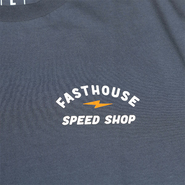 Studio photo on a white background of Fasthouse Junction Tee; showing tee fit, printed graphics, and crew neckline; SKU 3211680204; Sizes: S-3XL