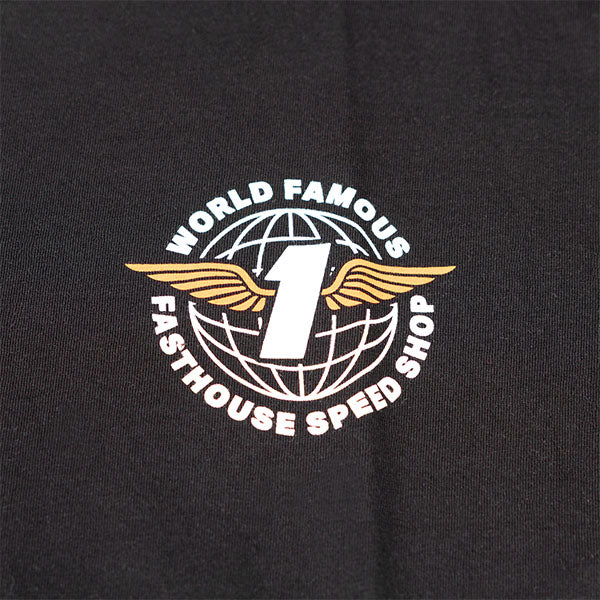 Clean studio shot of Fasthouse Renown Tee; showing tee fit, printed graphics, and crew neckline; SKU 3211690504; Colors: Black, White, Dusty Pink