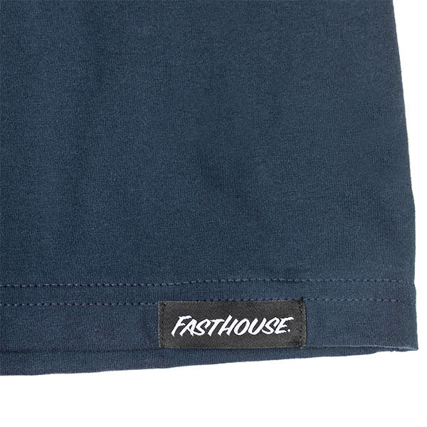 Professional studio photo of Fasthouse Explorer Tank; showing sleeveless cut, hem shape, and printed or woven branding; SKU 32114820; Colors: Navy