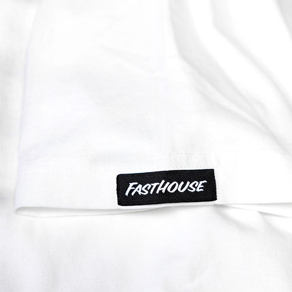 Clean studio shot of Fasthouse Elevate Tee; showing tee fit, printed graphics, and crew neckline; SKU 3211330104; Colors: Cardinal, Black, White