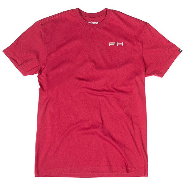 High-resolution studio image of Fasthouse Elevate Tee; showing tee fit, printed graphics, and crew neckline; SKU 3211330104; Sizes: S-3XL