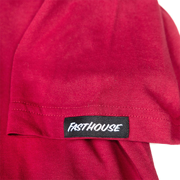 Professional studio photo of Fasthouse Elevate Tee; showing tee fit, printed graphics, and crew neckline; SKU 3211330104; Colors: Cardinal, Black, White