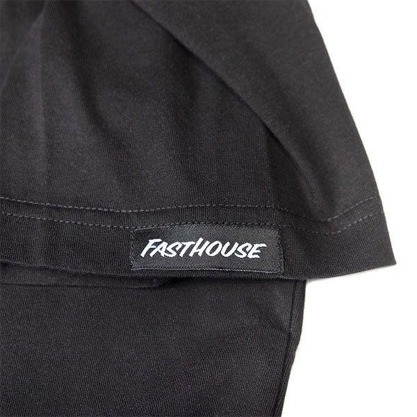 Clean studio shot of Fasthouse Elevate Tee; showing tee fit, printed graphics, and crew neckline; SKU 3211330104; Colors: Cardinal, Black, White