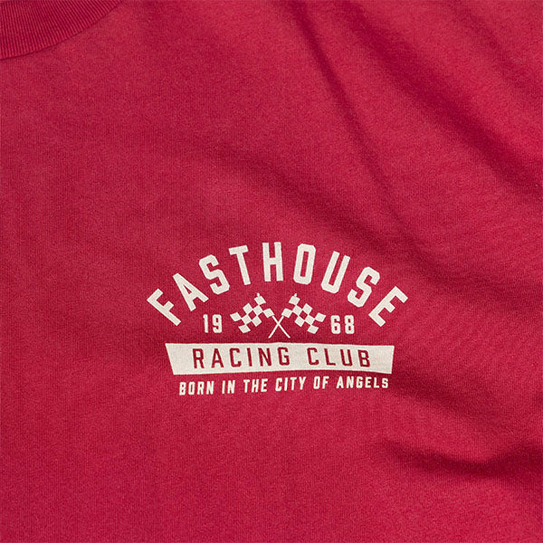 Crisp studio image on a white background of Fasthouse Acclaim Tee; showing tee fit, printed graphics, and crew neckline; SKU 3211410104; Sizes: S-3XL
