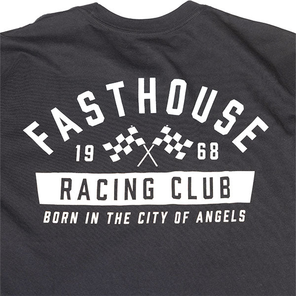 Clean studio shot of Fasthouse Acclaim Tee; showing tee fit, printed graphics, and crew neckline; SKU 3211410104; Colors: Cardinal, Black, Natural