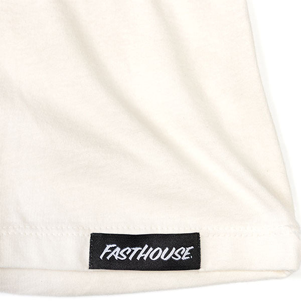 Clean studio shot of Fasthouse Hideout Tee (Womens); showing tee fit, printed graphics, and crew neckline; SKU 32116509; Colors: Natural; Sizes: S-2XL