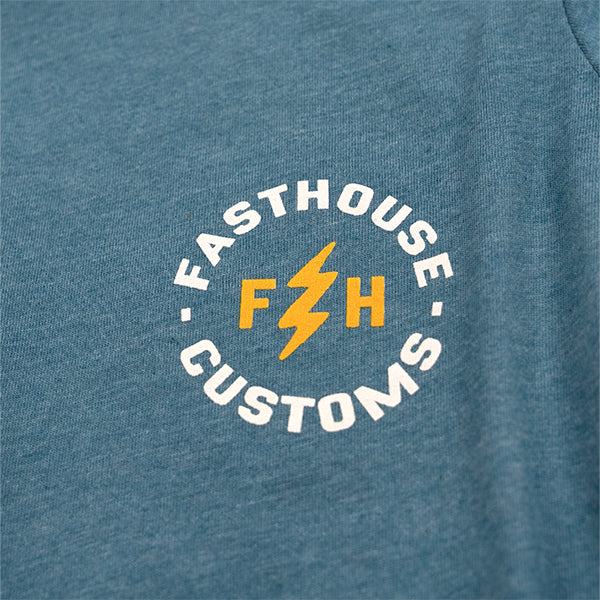 Studio photo on a white background of Fasthouse Easy Rider Long Sleeve Tee (Youth); showing long-sleeve cut, printed graphics, and crew neckline