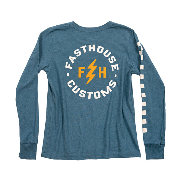 High-resolution studio image of Fasthouse Easy Rider Long Sleeve Tee (Youth); showing long-sleeve cut, printed graphics, and crew neckline