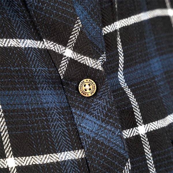 Crisp studio image on a white background of Fasthouse Honey Flannel (Womens); showing flannel shirt fit, button front, and plaid pattern; SKU 32381130