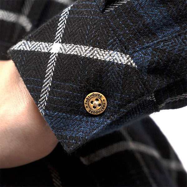 High-resolution studio image of Fasthouse Honey Flannel (Womens); showing flannel shirt fit, button front, and plaid pattern; SKU 32381130; Sizes: S-2XL