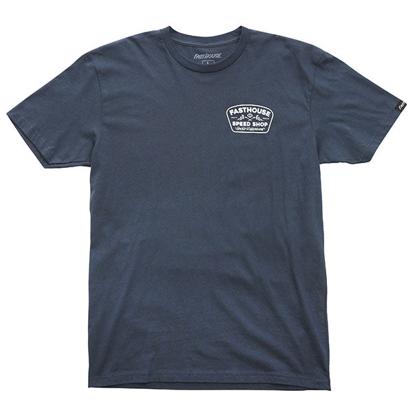 High-resolution studio image of Fasthouse Wedged Tee; showing tee fit, printed graphics, and crew neckline; SKU 3210000504; Sizes: S-3XL