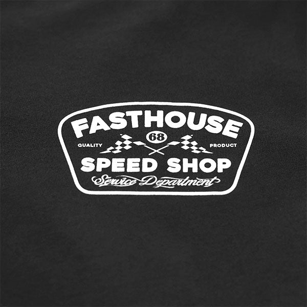 Professional studio photo of Fasthouse Wedged Tee; showing tee fit, printed graphics, and crew neckline; SKU 3210000504; Sizes: S-3XL