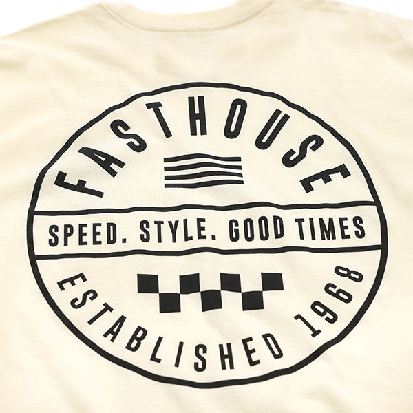 Professional studio photo of Fasthouse Statement Tee; showing tee fit, printed graphics, and crew neckline; SKU 3210137004; Sizes: S-3XL