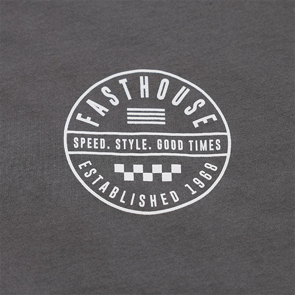 High-resolution studio image of Fasthouse Statement Tee; showing tee fit, printed graphics, and crew neckline; SKU 3210137004; Sizes: S-3XL