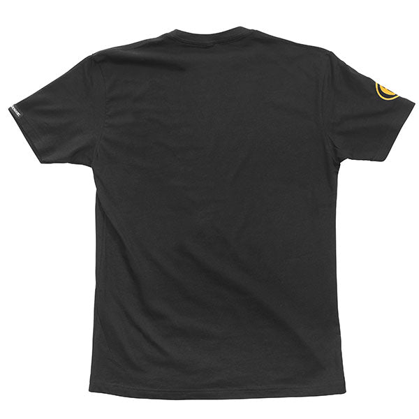 Clean studio shot of Fasthouse Morris Tee; showing tee fit, printed graphics, and crew neckline; SKU 3212731004; Colors: White, Black, Forest Green