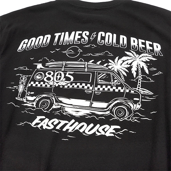 Professional studio photo of Fasthouse 805 Swag Wagon Tee; showing tee fit, printed graphics, and crew neckline; SKU 32165500; Colors: Black