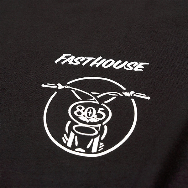 Clean studio shot of Fasthouse 805 Swag Wagon Tee; showing tee fit, printed graphics, and crew neckline; SKU 32165500; Colors: Black; Sizes: S-3XL