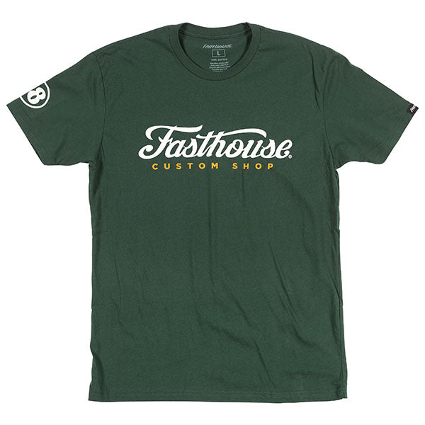 Crisp studio image on a white background of Fasthouse Morris Tee; showing tee fit, printed graphics, and crew neckline; SKU 3212731004; Sizes: S-3XL