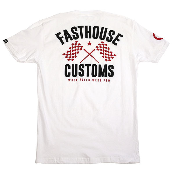 High-resolution studio image of Fasthouse 68 Trick Tee; showing tee fit, printed graphics, and crew neckline; SKU 3215820504; Sizes: S-3XL