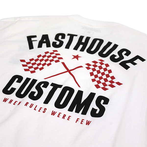 Clean studio shot of Fasthouse 68 Trick Tee; showing tee fit, printed graphics, and crew neckline; SKU 3215820504; Sizes: S-3XL