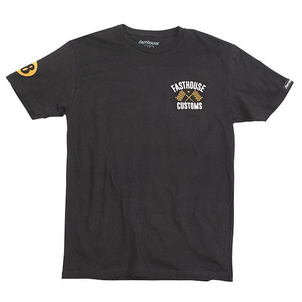 Studio photo on a white background of Fasthouse 68 Trick Tee; showing tee fit, printed graphics, and crew neckline; SKU 3215820504; Sizes: S-3XL
