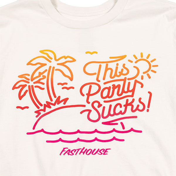 Professional studio photo of Fasthouse Castaway Tee (Womens); showing tee fit, printed graphics, and crew neckline; SKU 32150009; Colors: Natural