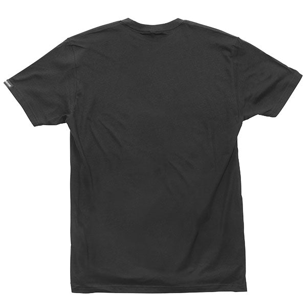 Crisp studio image on a white background of Fasthouse Apex Tee; showing tee fit, printed graphics, and crew neckline; SKU 3210171104; Sizes: S-3XL