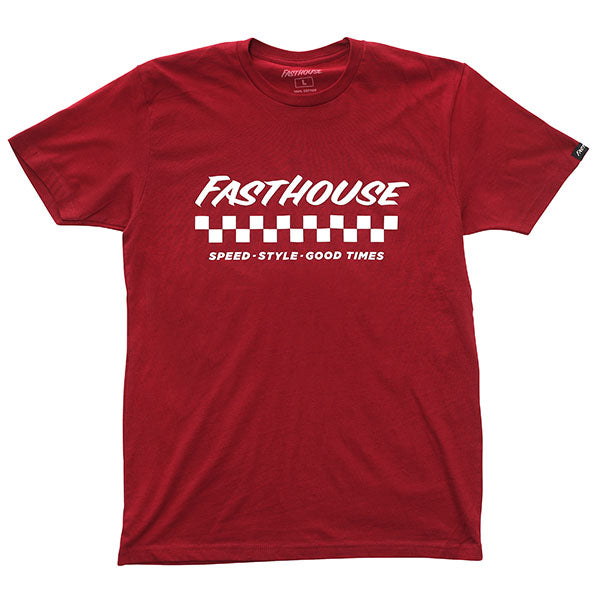 High-resolution studio image of Fasthouse Apex Tee; showing tee fit, printed graphics, and crew neckline; SKU 3210171104; Sizes: S-3XL