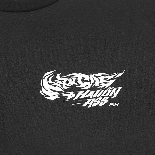 Clean studio shot of Fasthouse Mixin Tee; showing tee fit, printed graphics, and crew neckline; SKU 3210000904; Colors: Black, Antique Gold; Sizes: S-3XL