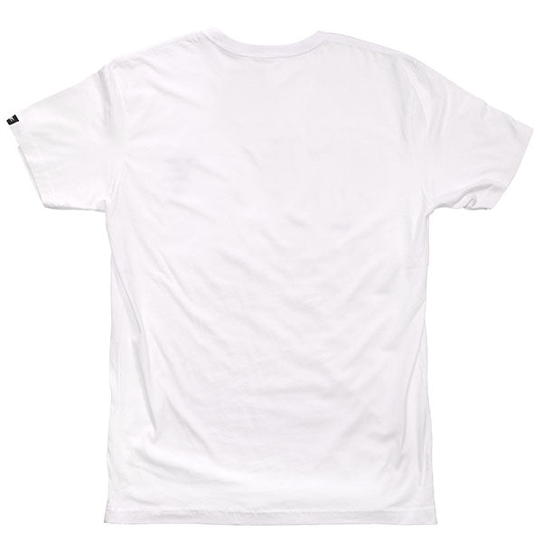 Studio photo on a white background of Fasthouse Apex Tee; showing tee fit, printed graphics, and crew neckline; SKU 3210171104; Sizes: S-3XL