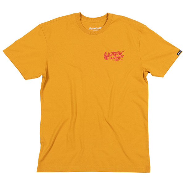 Crisp studio image on a white background of Fasthouse Mixin Tee; showing tee fit, printed graphics, and crew neckline; SKU 3210000904; Sizes: S-3XL