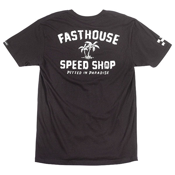 High-resolution studio image of Fasthouse Alkyd Tee; showing tee fit, printed graphics, and crew neckline; SKU 3210000704; Sizes: S-3XL
