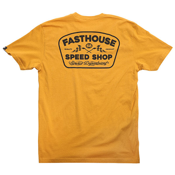 High-resolution studio image of Fasthouse Wedged Tee; showing tee fit, printed graphics, and crew neckline; SKU 3210000504; Sizes: S-3XL