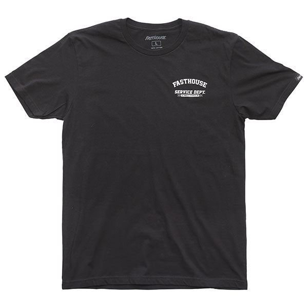 High-resolution studio image of Fasthouse Ignite Tee; showing tee fit, printed graphics, and crew neckline; SKU 3210150004; Colors: Vintage Gold, Black
