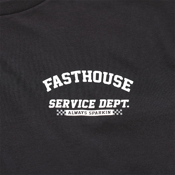 Clean studio shot of Fasthouse Ignite Tee; showing tee fit, printed graphics, and crew neckline; SKU 3210150004; Colors: Vintage Gold, Black