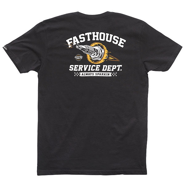 Studio photo on a white background of Fasthouse Ignite Tee; showing tee fit, printed graphics, and crew neckline; SKU 3210150004; Sizes: S-3XL