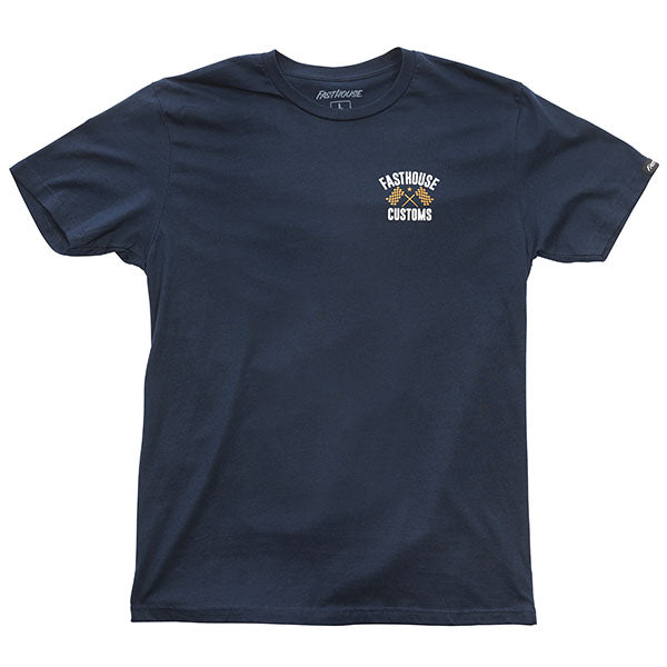 Studio photo on a white background of Fasthouse 68 Trick Tee; showing tee fit, printed graphics, and crew neckline; SKU 3215820504; Sizes: S-3XL