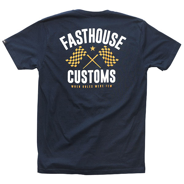 High-resolution studio image of Fasthouse 68 Trick Tee; showing tee fit, printed graphics, and crew neckline; SKU 3215820504; Sizes: S-3XL