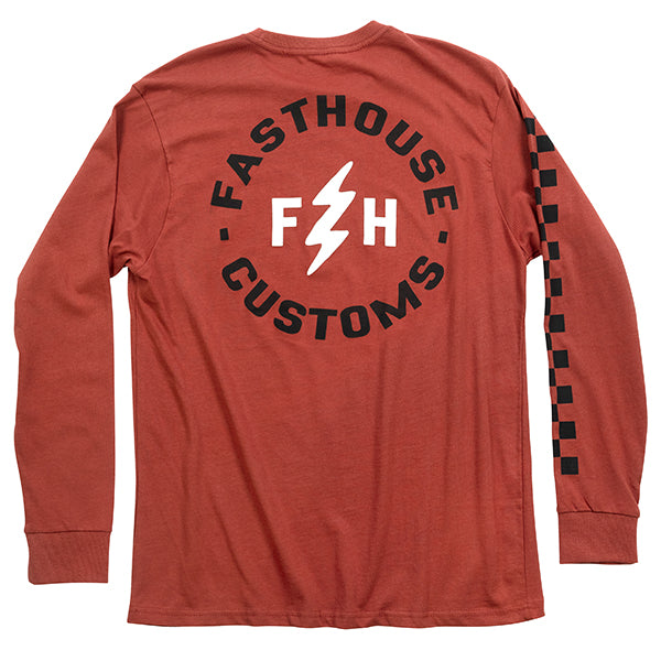 Clean studio shot of Fasthouse Easy Rider Long Sleeve Tee; showing long-sleeve cut, printed graphics, and crew neckline; SKU 3218650004; Sizes: S-3XL