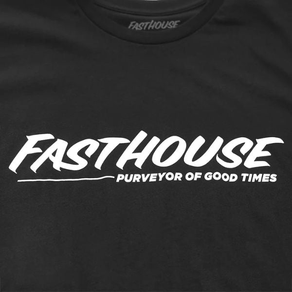 Clean studio shot of Fasthouse The Motto Tee; showing tee fit, printed graphics, and crew neckline; SKU 3210163004; Colors: Indigo, Black; Sizes: S-3XL