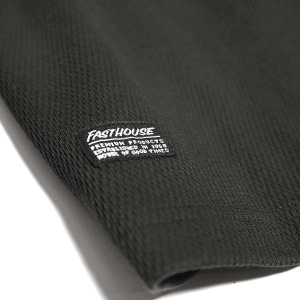 Clean studio shot of Fasthouse Luther LS Thermal; showing long-sleeve cut, printed graphics, and crew neckline; SKU 3297570504; Colors: Black, Chalk