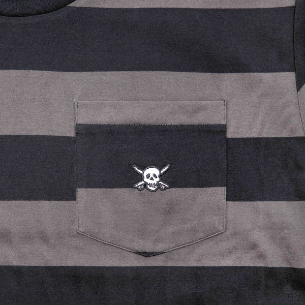 Professional studio photo of Fasthouse Rufus Yarn Dye Tee; showing tee fit, printed graphics, and crew neckline; SKU 34110105; Colors: Black