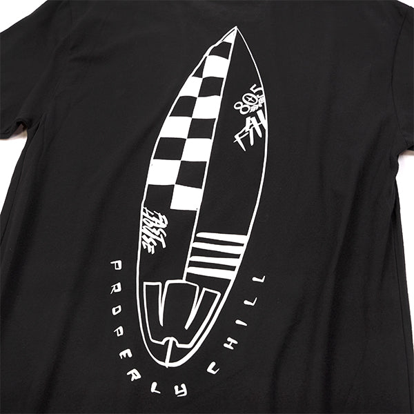 Studio photo on a white background of Fasthouse 805 Quiver Tee; showing tee fit, printed graphics, and crew neckline; SKU 32180300; Colors: Black